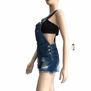 rehab overall distressed blue wash shorts size:S